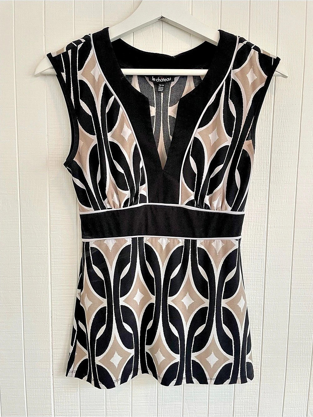 Vtg Y2K Le Chateau Geometric Sleeveless Top made in Canada
